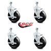 Service Caster 5 Inch Hard Rubber Wheel Swivel 3/8 Inch Threaded Stem Caster Set with Brake SCC SCC-TS20S514-HRS-TLB-381615-4